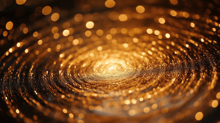 Abstract golden background with bokeh defocused lights and stars.の素材