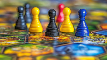 Chess pieces on a chessboard, close-up, selective focusの素材