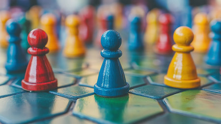 Chess pieces on a board, close-up. Selective focus.の素材