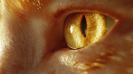 Cat eye close-up. Golden color. Macro shot of a cat's eye.の素材