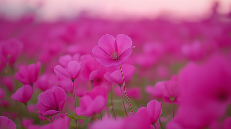 Beautiful pink flowers in the field. Shallow depth of field.の素材