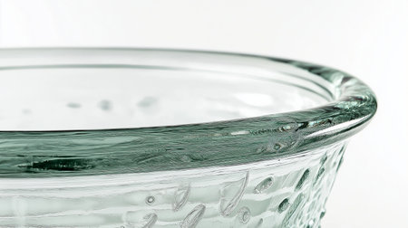 Empty glass bowl on a white background. Shallow depth of field.の素材