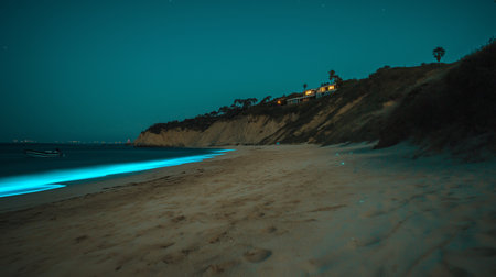 Night view of the beach in San Diego, California, USA.の素材