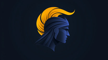 Beautiful woman face with hair in the wind, vector illustration.の素材