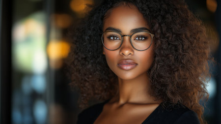 Portrait of beautiful african american woman in eyeglassesの素材