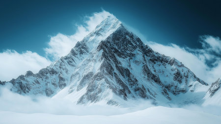 Snowy mountain peak in Himalayas, Uttarakhand, Indiaの素材