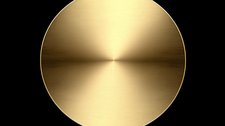 Gold metal plate isolated on black background. 3d render illustration.の素材