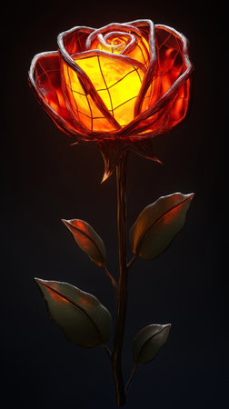 Beautiful red rose on dark background, close-up. Design element.の素材