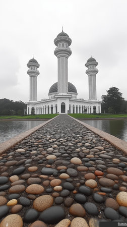 Putrajaya mosque in Putrajaya, Malaysia.の素材