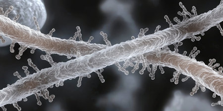 3D illustration of DNA helix in space. 3D renderingの素材