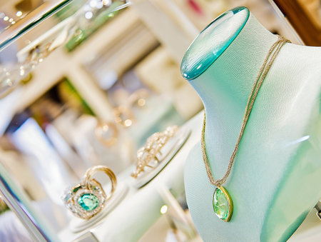 jewelry on display in a shop window, beautiful photo digital pictureの素材