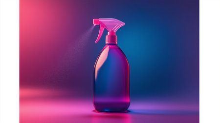 Spray bottle on a blue and pink background. 3d renderingの素材