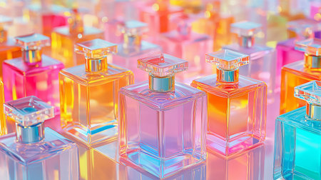 Perfume bottles on a white background. 3D illustration.の素材