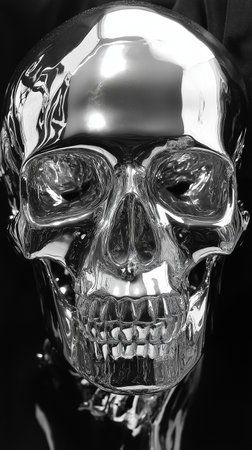 Skull in black and white. Halloween theme. 3d renderingの素材