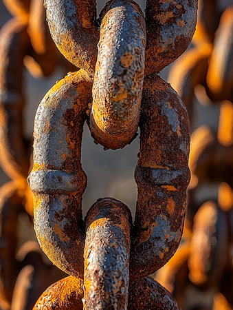 Rusty chain close up. Abstract background and texture for design.の素材
