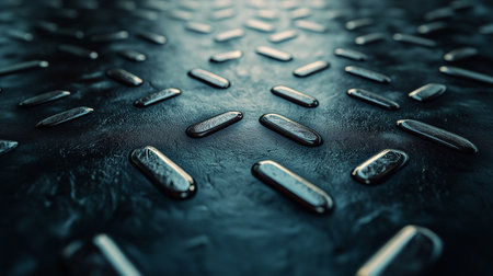 Close up of industrial metal plate with rivets. 3d renderingの素材