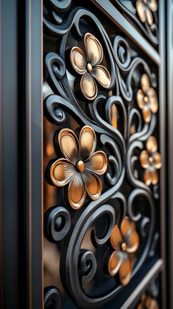 Wrought-iron gates, ornamental forging, forged elements.の素材