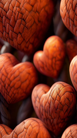 Close up of heart shape made of wood. Valentine's day backgroundの素材