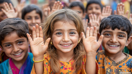 Portrait of Indian children in Kolkata, West Bengal, India.の素材