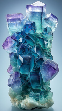 aquamarine crystal on a blue background, photo with depth of fieldの素材