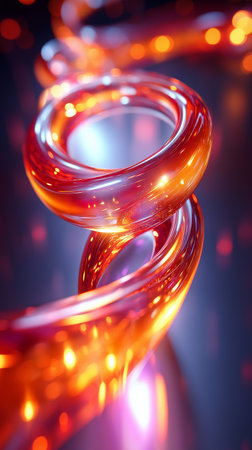 3d illustration of abstract geometric background with glowing lines and bokehの素材