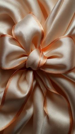 close up of a satin ribbon bow on white background studio shotの素材