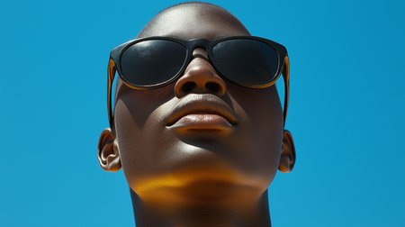 Portrait of a black mannequin with sunglasses. 3d renderingの素材