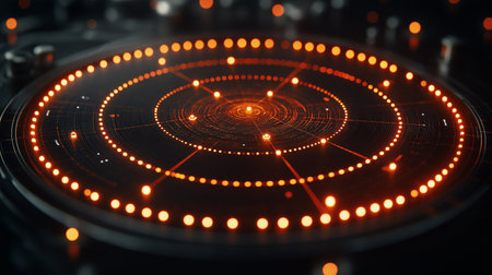 Dj mixer with glowing lights, close up. 3d renderingの素材