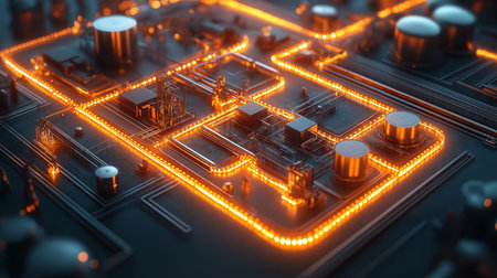 Circuit board. Electronic computer hardware technology. 3d rendering.の素材