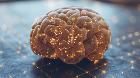 3d illustration of human brain with glowing dot connection. Artificial intelligence conceptの素材
