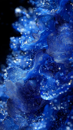 Abstract blue background with some smooth lines and sparkles in it.の素材