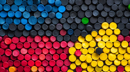 Colorful plastic caps background. Plastic caps background. Plastic caps backgroundの素材