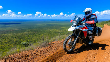 Motocross rider on the red sand dunes in Australia.の素材