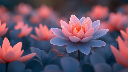 Beautiful lotus flower in the pond. 3d rendering.の素材