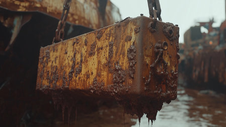 Rusty old rusty barge. Industrial background, selective focus.の素材