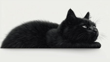 Black cat lying on a white background. Vector illustration for your design.の素材