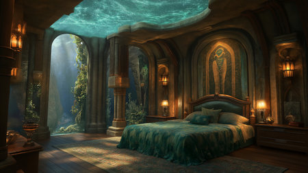 3D CG rendering of fantasy castle room. High resolution image.の素材