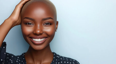 Beautiful african american woman smiling and looking at camera.の素材