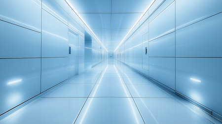 Futuristic corridor in a modern office building. 3d renderingの素材