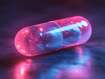 Close-up of a pill on a dark background. 3D renderingの素材