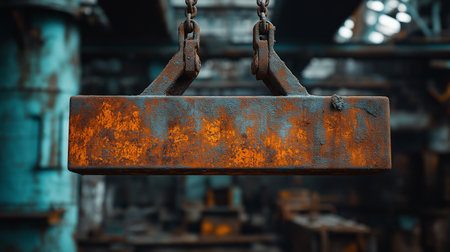 Rusty steel hook in a metallurgical plant. 3d renderingの素材