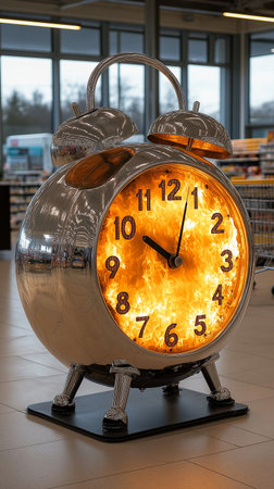 Alarm clock in a shopping center. Concept of time and deadline.の素材