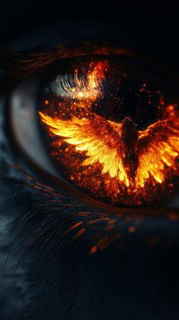 Eye of the devil with wings close-up. 3d renderingの素材