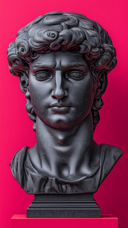 Statue of Apollo in a modern style on a pink background.の素材