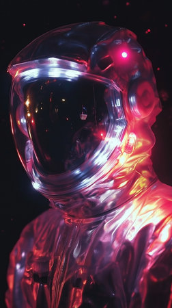 Astronaut in a spacesuit, close-up, tonedの素材