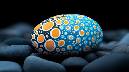 Colorful easter egg on a black background. 3d illustrationの素材