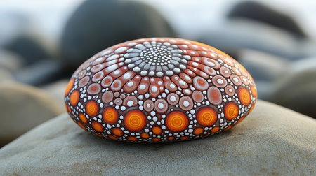Colorful stone on the seashore. 3D illustration.の素材