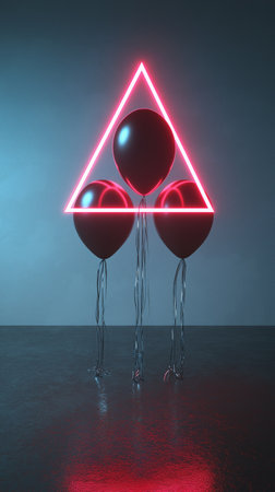 3d rendering of a red balloon in the shape of a triangleの素材