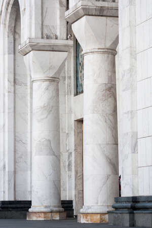 Concrete pillars at the entrance to the templeの写真素材