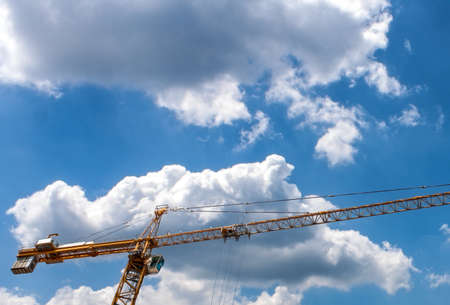 Part of a Construction Crane with cloudy backgroundの写真素材